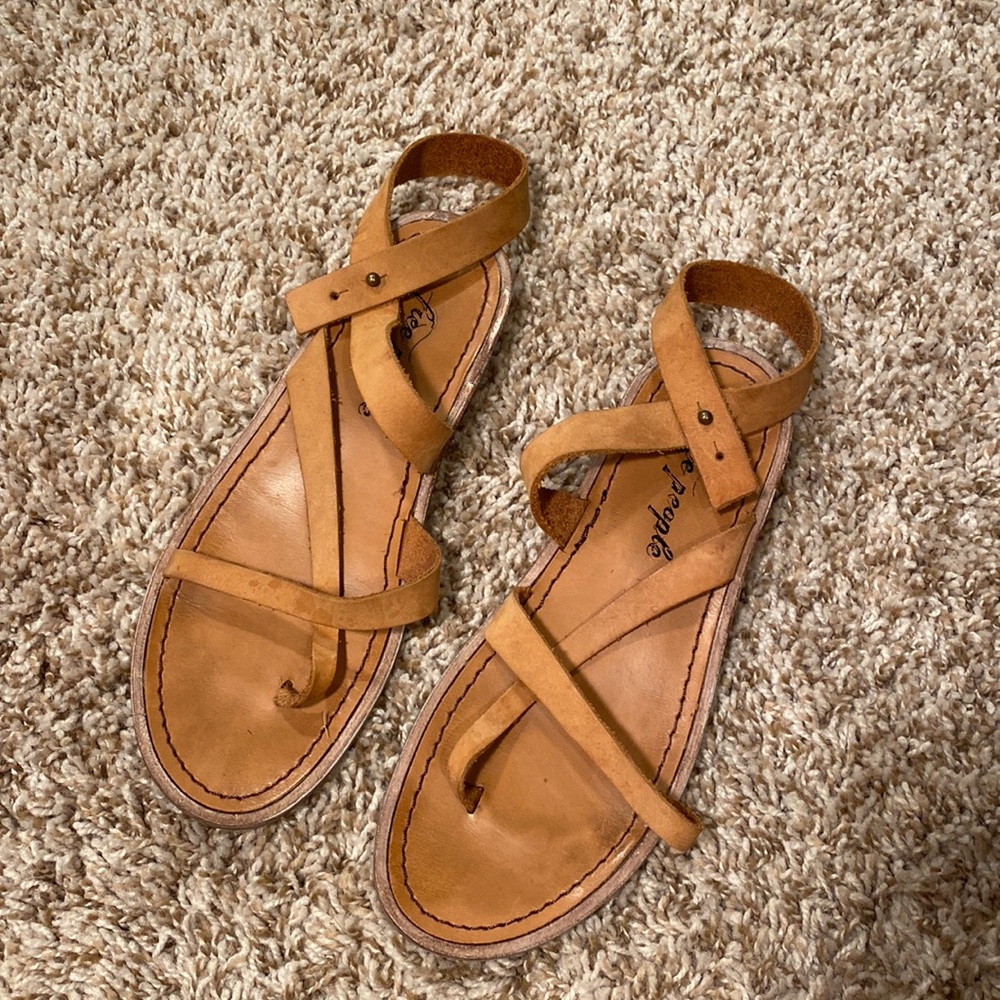 Free People Leather Strap Sandals Size 36, Size 6
